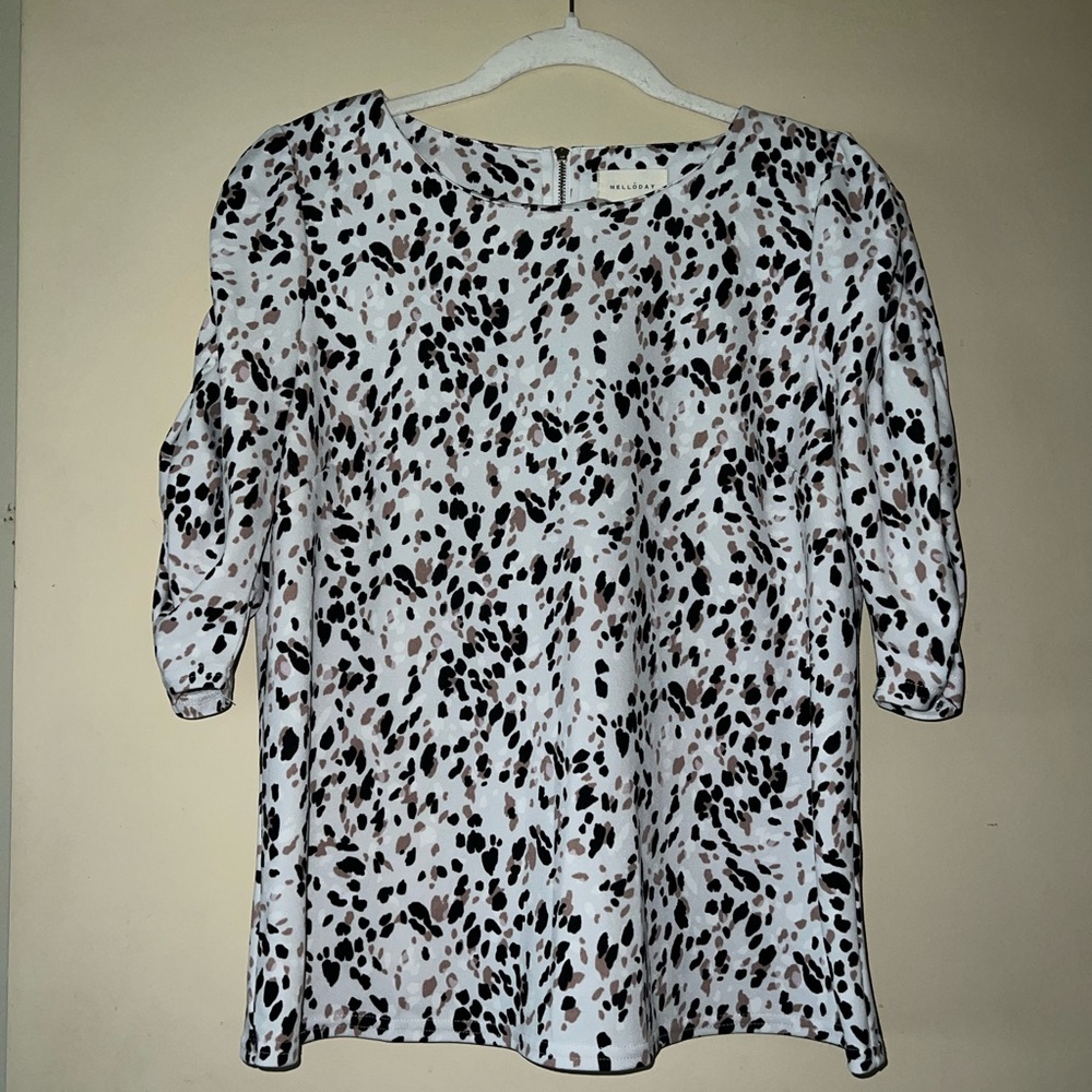 MELLODAY White and Black Patterned Blouse